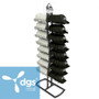 16-Tier Double-Sided Silver Hat Display Rack - Sleek Retail Stand with Sign Holder