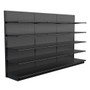 Lozier Black Gondola Shelving Wall Display - 12ft Wide, 84"H, 25"D, 15 Shelves