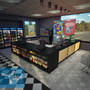 Wood Lozier L-Shaped Checkout Counter with 27 Shelves 12FT x 12FT with Merchandise in Store