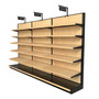 Bread Display Racks Single Sided Gondola With 15 Wood Shelves 12ft