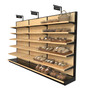 Bread Display Racks Single Sided Gondola With 15 Wood Shelves 12ft
