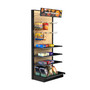 Wood Pegboard C-Store Gondola Shelving Wall Display with Sign Holder 36W 84H 22D With Merchandise
