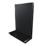 Black single-sided Lozier gondola shelving starter unit with metal construction and marteck panels.