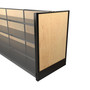 black and wood pegboard gondola shelving end panel display for convenience and retail stores