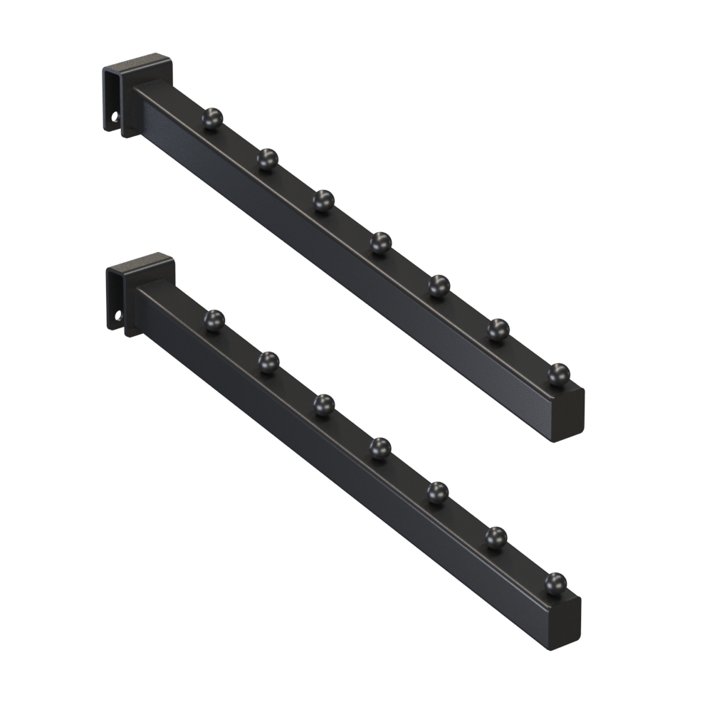 Rackform Waterfall Pipe Faceouts product photo showing angled display arms for hangbar merchandising