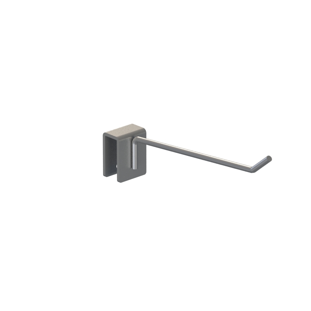 Rackform 4-inch silver peghooks on hangbar for small merchandise display