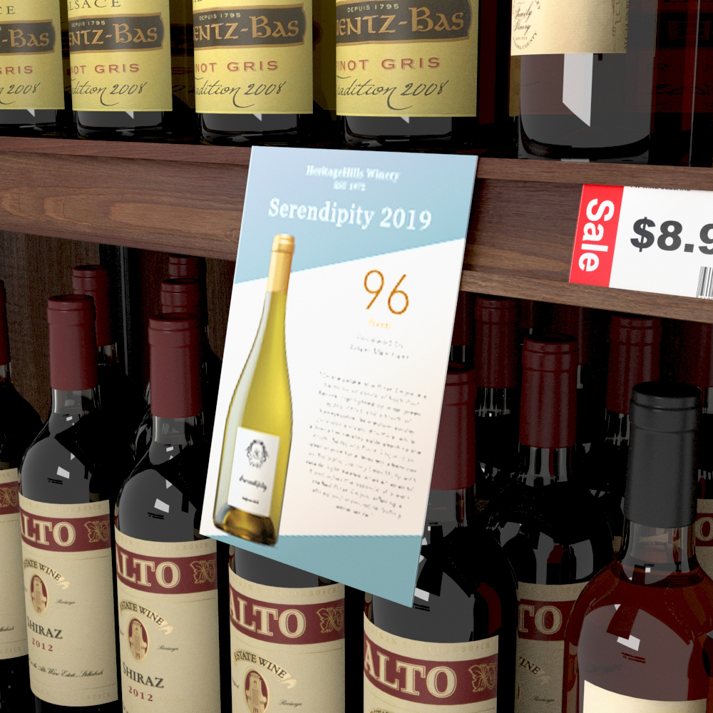 Close-up of a gondola shelf ticket channel with a shelf talker, designed for clear pricing, promotions, and product messaging.