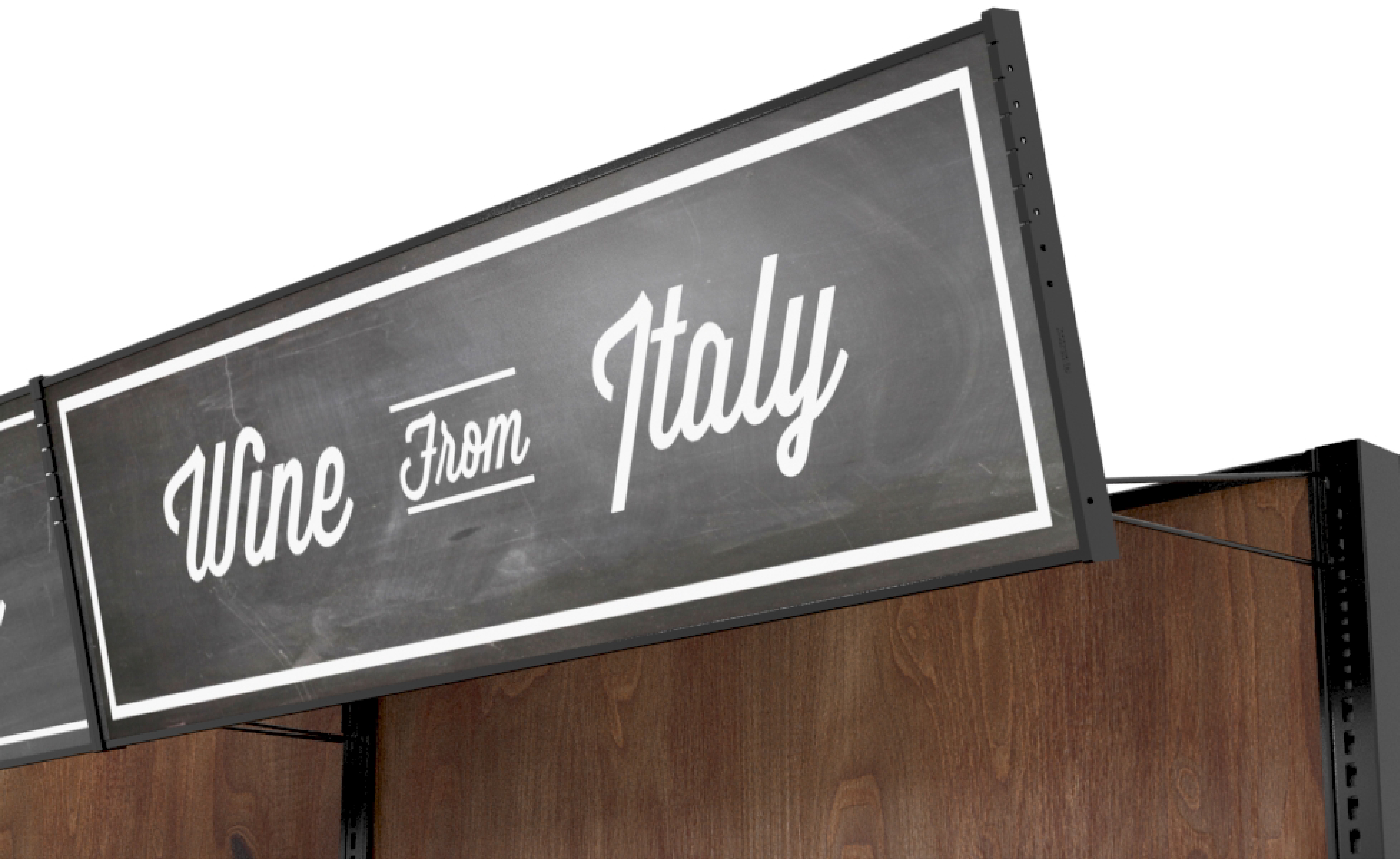 Wine & Spirits Wall Shelving Display With Header, 48