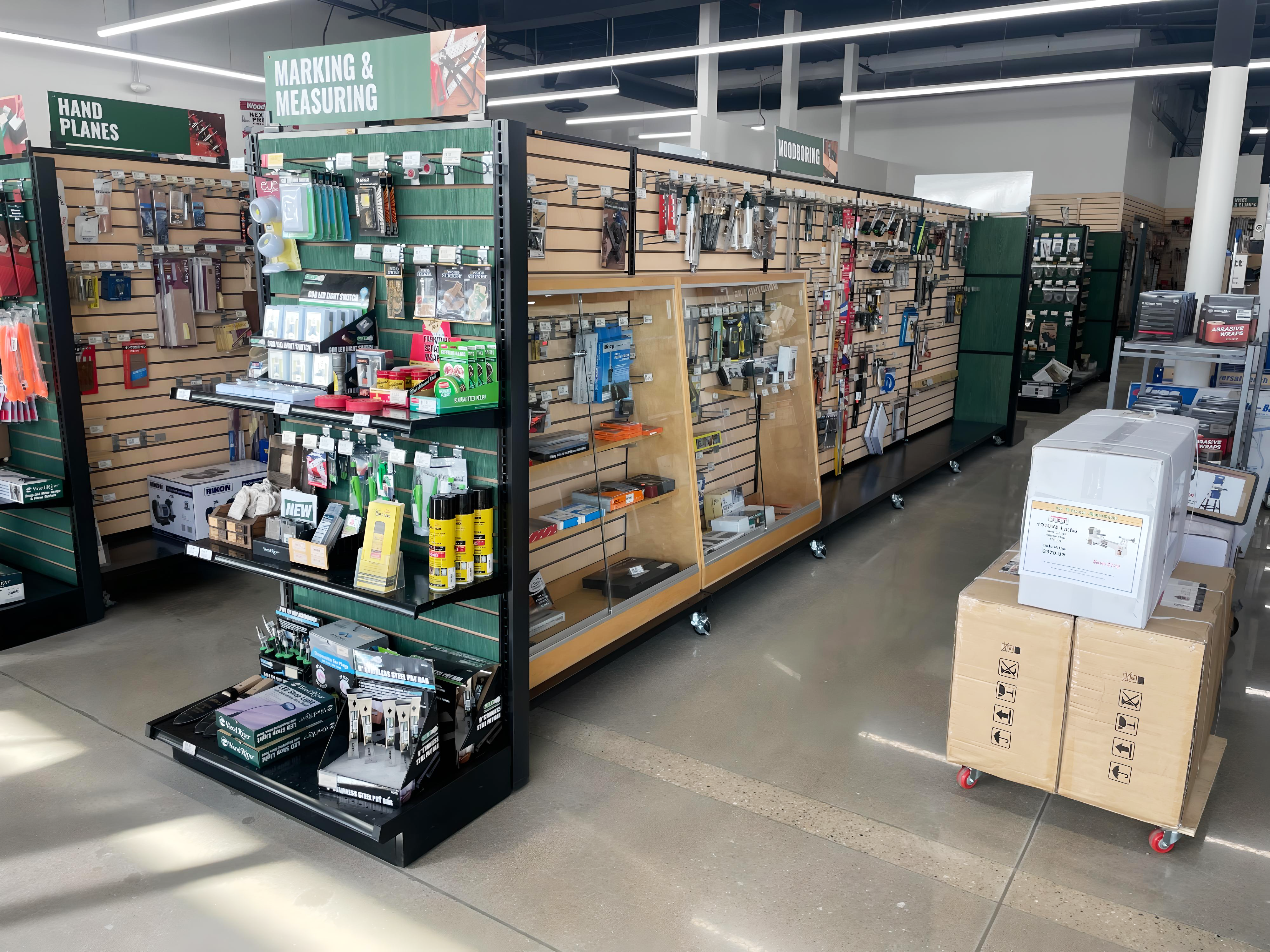 Locking caster detail on Lozier mobile gondola