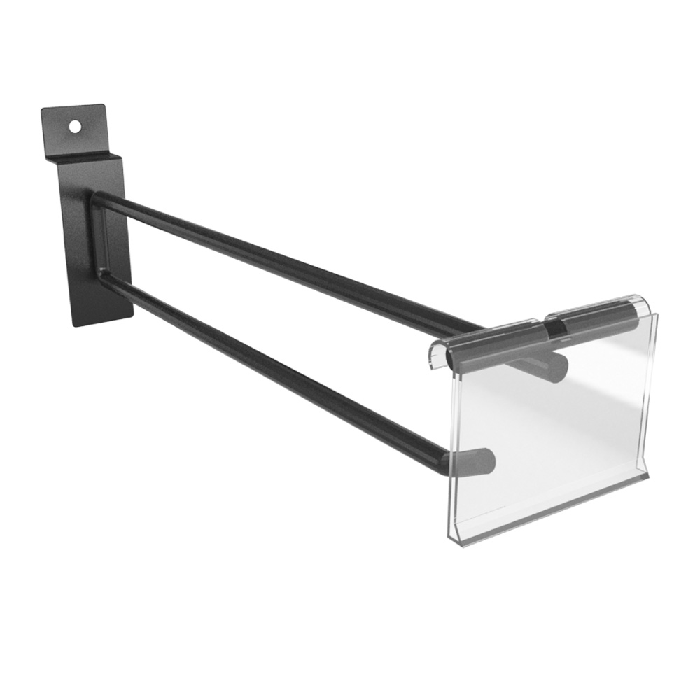 Oudain 8 Inch Slatwall Hooks With Label Holders - 50 Pack, Black Metal Hangers For Garage, Retail, Shop Display
