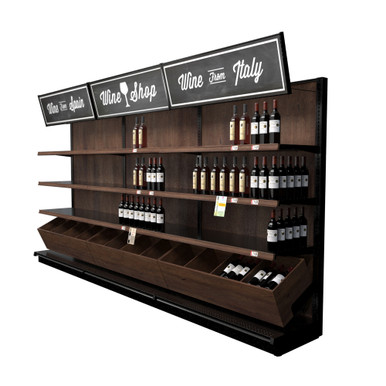 Liquor Store Wooden Wine Wall Display With 15 Shelves Bins DGS - Main Image
