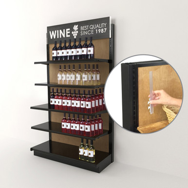 Liquor Store Shelving Black Gondola Wall Unit With Shelves DGS