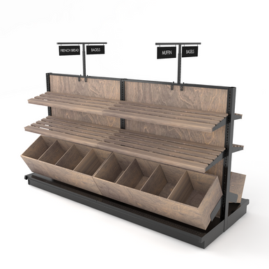 Wooden Bakery Fixture With 12 Wood Slat Bread Shelves DGS Retail