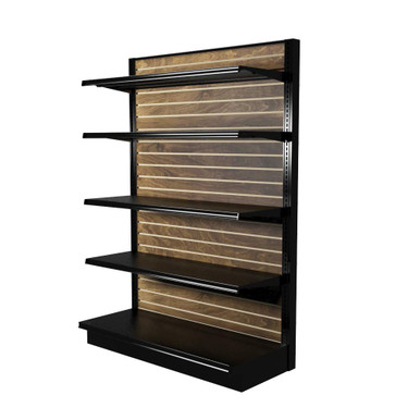 Lozier Gondola Shelving Unit With Shelves & Wood Slatwall Back