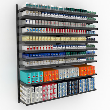 CostSaver Cigarette Display Rack 20 Shelves, Adjustable Spring Pushers 72W  84H