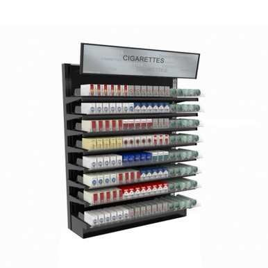 TobacPro Cigarette Display Rack 8 Shelves, Adjustable Spring Pushers 48W 60H