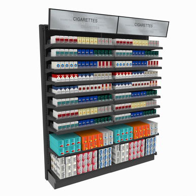 TobacPro Cigarette Display Rack With Pushers, 20 Shelves 72W 84H