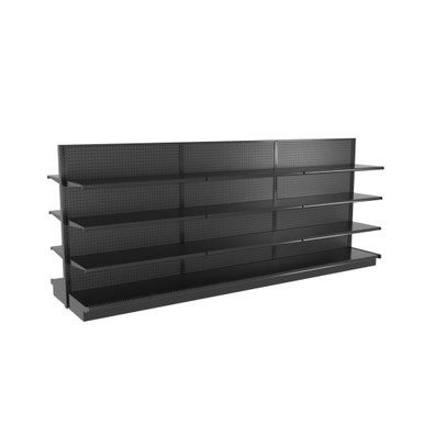 Lozier Island Gondola Shelving Unit with 24 Shelves Black 12ftW
