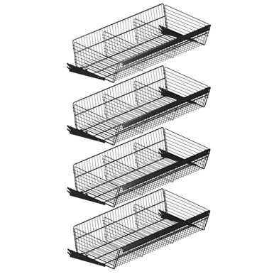 4-Pack Black Wire Basket Shelves | Adjustable Dividers, Price Tag