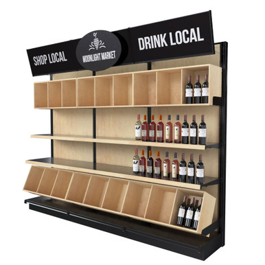 Commercial Wood Gondola Shelf Wall Unit With 15 Shelves | DGS Retail