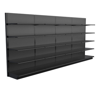 Black Retail Shelving Display by Lozier - 16ft Wide, 84