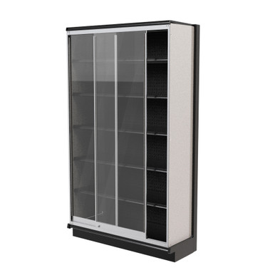 Lozier Gondola Security Case with Black Shelving, 7 Shelves 48W x