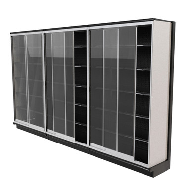 Lozier 12-Foot Wide Gondola Security Case with Black Shelving, 21