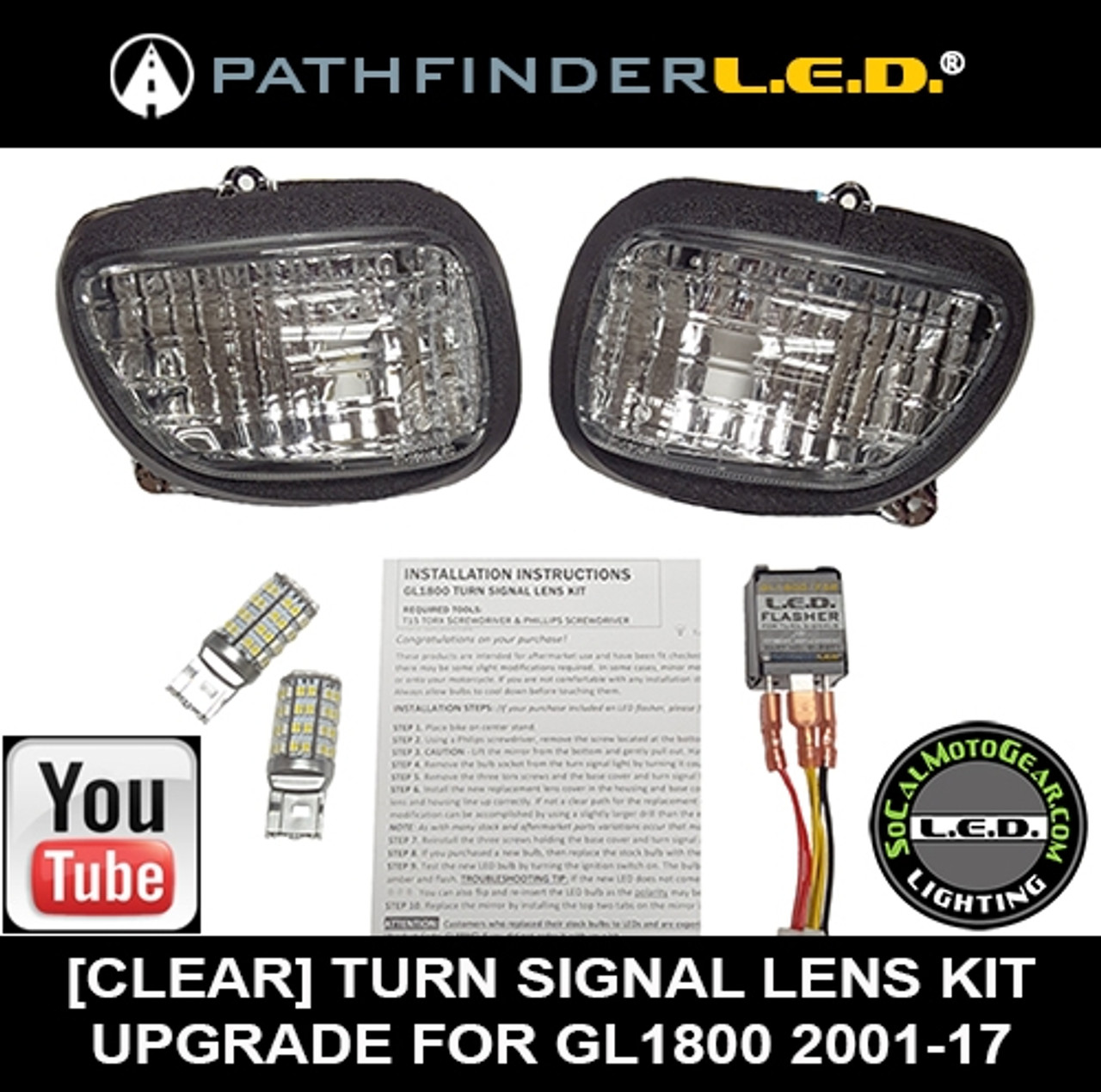 [G18TK] GL1800/F6B TURN SIGNAL DUAL SWITCHBACK LED+FLASHER [KIT] CLEAR OR  SMOKE