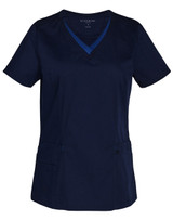 M7660 Ladies' Contrast Colour S/S Scrub Top