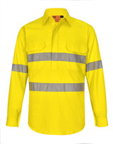 SW87 Hi Vis Cool-Breeze Closed Front L/S Shirt (Perforated Tape)