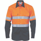 HiVis Cool-Breeze Vertical Vented Cotton Shirt with CSR R/Tape - Long Sleeve