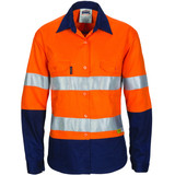 Ladies HiVis Two Tone Cool-Breeze Cotton Shirt with 3M R/Tape - Long Sleeve