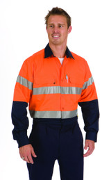 HiVis Cool-Breeze Cotton Shirt with 3M 8906 R/Tape - Long Sleeve
