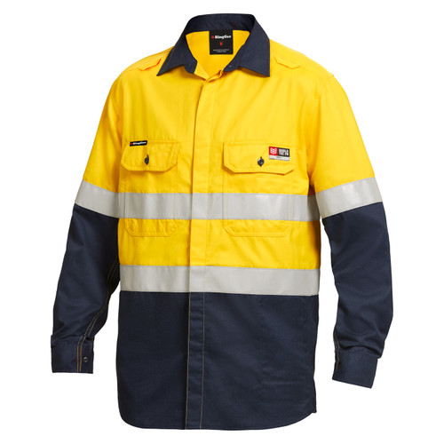 King Gee K84000 FR Long Sleeve Hi-Vis Shirt Taped - Territory Uniforms