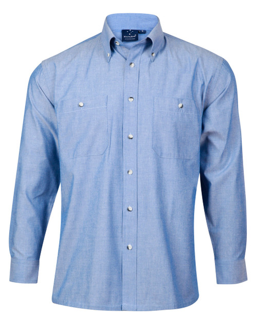 BS03L Mens w/f chambray shirt L/S