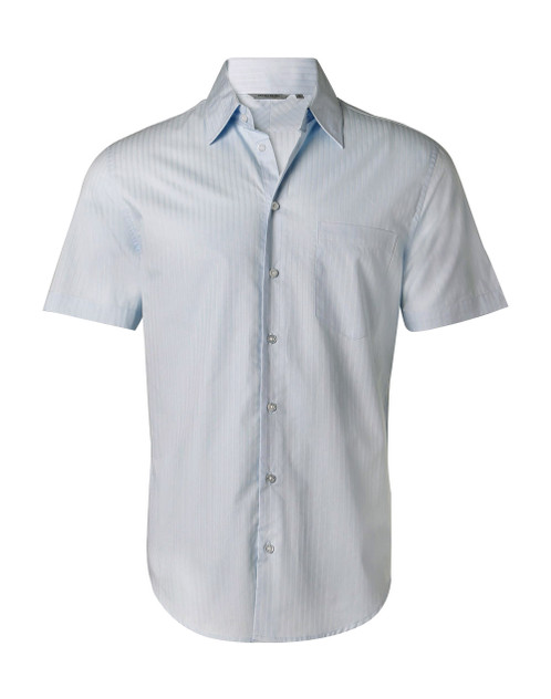 Benchmark M7100S Men's Self Stripe Short Sleeve Shirt - Territory Uniforms