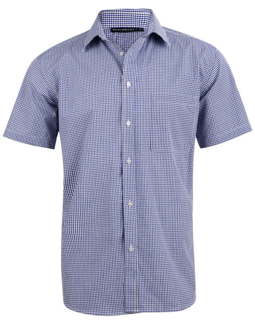 Benchmark M7320S Men's Two-Tone Check Short Sleeve Shirt - Territory Uniforms