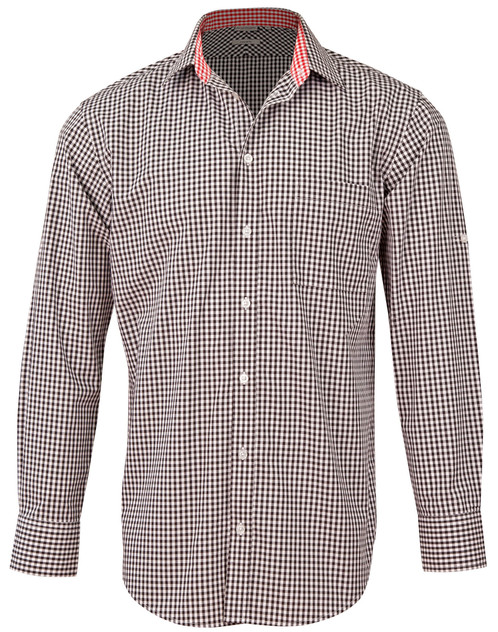 Benchmark M7330L Men's Gingham Check Roll - up Long Sleeve Shirt - Territory Uniforms