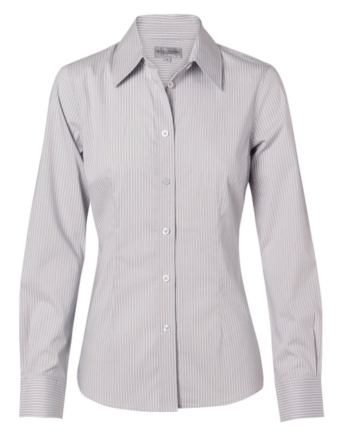 M8200L Women's Ticking Stripe L/S Shirt