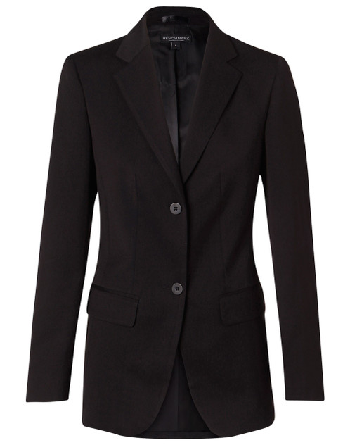 M9206 Women's Two Buttons Mid Length Jacket in Poly/Viscose Stretch