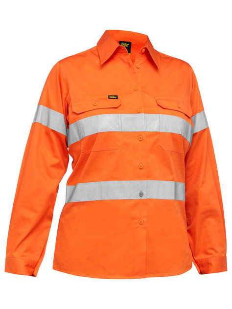 Bisley BL6897 Women's Taped Hi-Vis Cool Lightweight Drill Shirt - Territory Uniforms