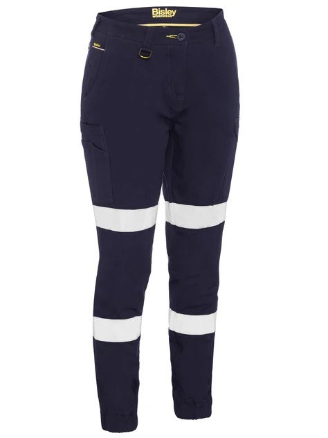 BPL6028T-Womens Cuffed Pants-Navy/Double Tape