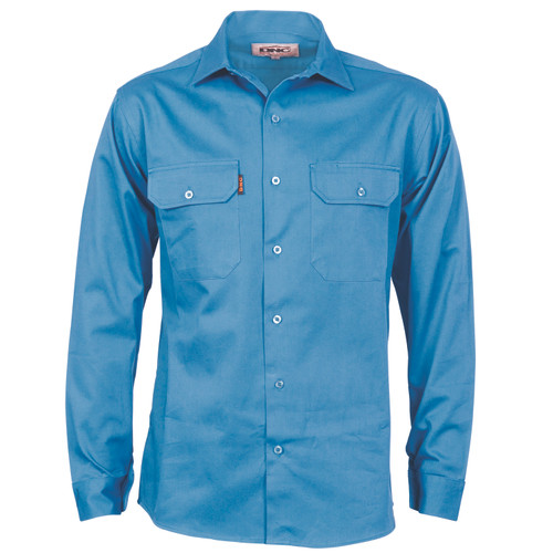 Cotton Drill Work Shirt With Gusset Sleeve - Long Sleeve