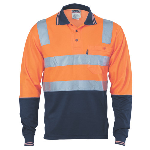 Cotton Back HiVis Two Tone Polo Shirt with CSR R/Tape - L/S