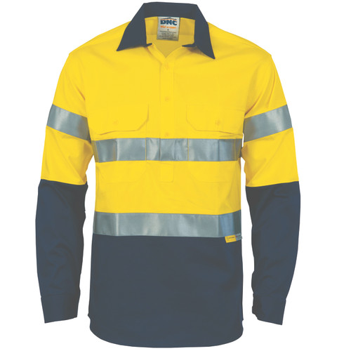 HiVis Two Tone Closed Front Cotton Shirt with CSR R/Tape