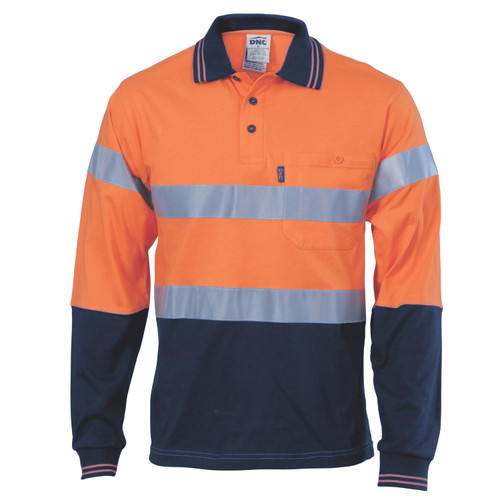 HiVis Cool Breeze Cotton Jersey Polo with CSR R/Tape - Long Sleeve