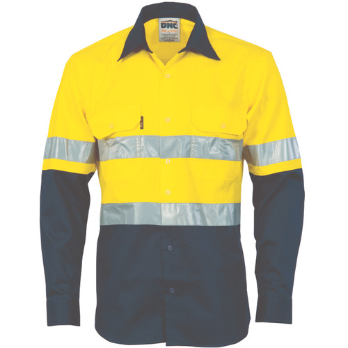 HiVis Cool-Breeze Vertical Vented Cotton Shirt with CSR R/Tape - Long Sleeve
