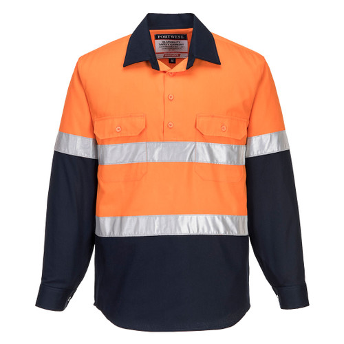 MC101 Hobart Hi-Vis Contrast 1/2 Button Shirt L/S