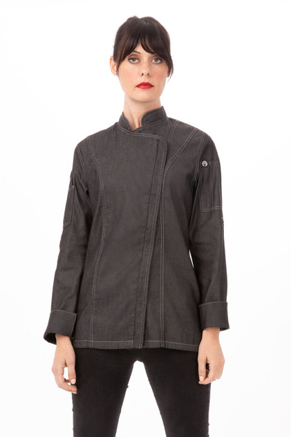 Gramercy Women's Denim Chef Jacket- Black