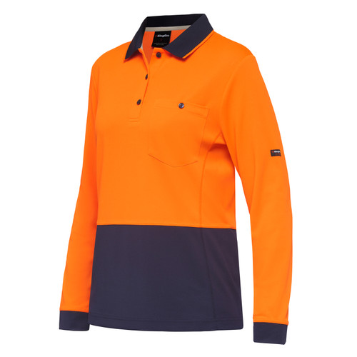 King Gee K44730 Long Sleeve Ladies Hi-Vis Polo - Territory Uniforms